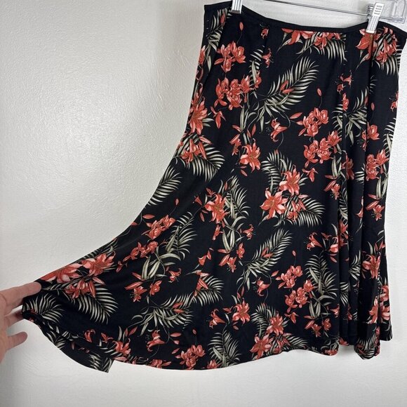 Tommy Bahama Women's L 100% Silk Knit Stretch skirt Dark Tropical Floral EUC - Picture 3 of 10